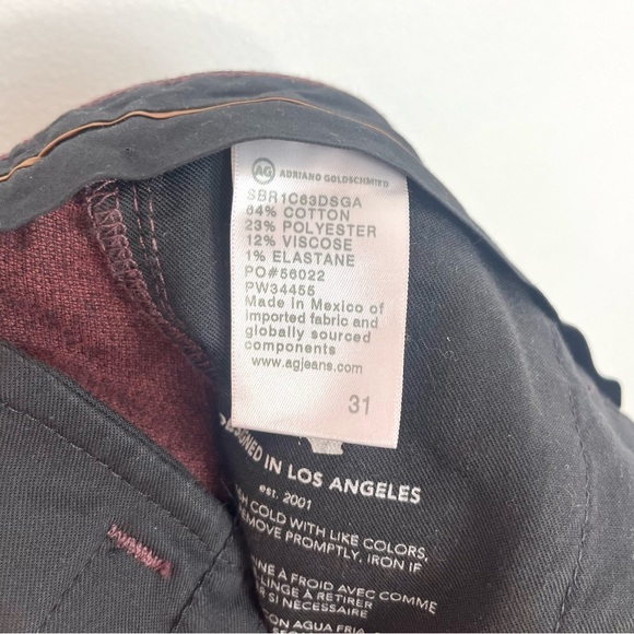 AG Adriano Goldschmied Caden Tailored Twill Pants in Dark Sangria NWT Size 31 - Picture 12 of 12